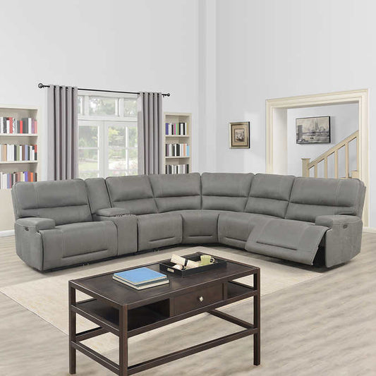 Argento 6-piece Fabric Power Reclining Sectional with Power Headrests