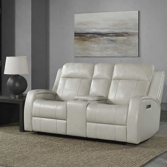 Barcalounger Leather Power Reclining Loveseat with Power Headrests