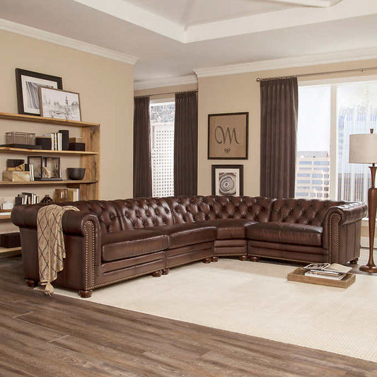 Allington 4-piece Top Grain Leather Sectional - Brown
