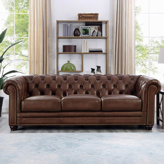 Allington Top Grain Leather Sofa - Brown