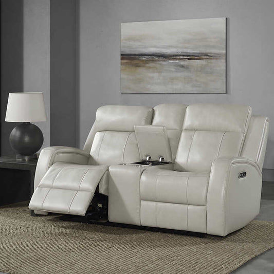 Barcalounger Leather Power Reclining Loveseat with Power Headrests