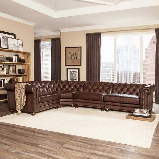 Allington 4-piece Top Grain Leather Sectional - Brown