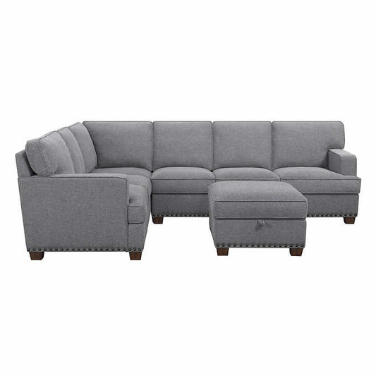 Thomasville Emilee Fabric Sectional with Storage Ottoman