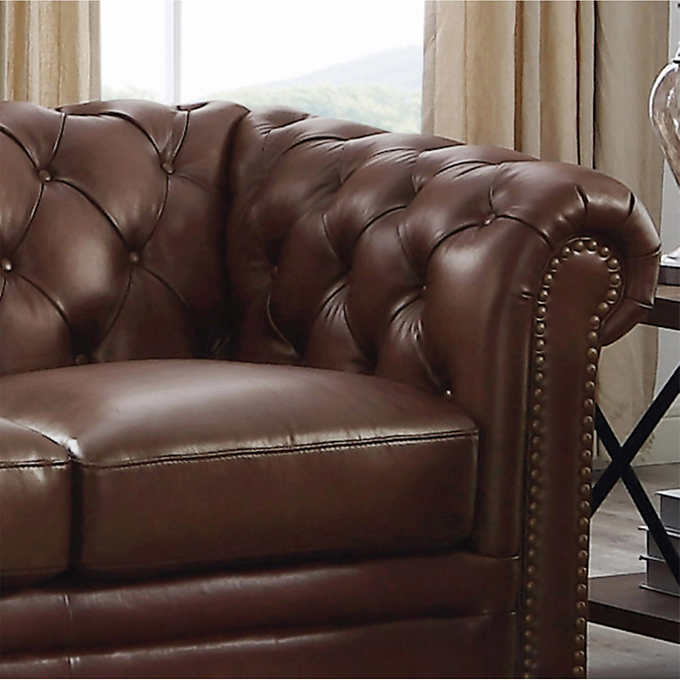 Allington Top Grain Leather Sofa - Brown