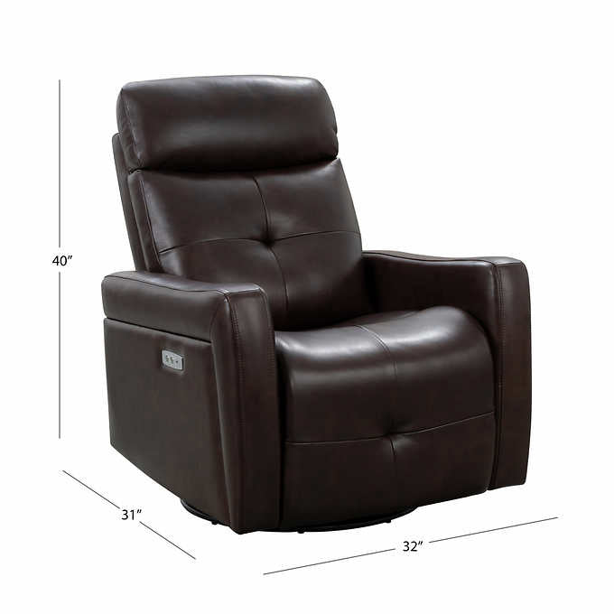 Rochester Leather Power Swivel Glider Recliner