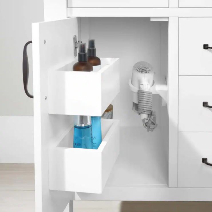 Bellington 42 in. W Bath Vanity in White with Engineered Stone Vanity Top in White with White Basin
