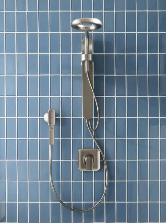 Nebia 1-Spray 8 in. Dual Shower Head and Handheld Shower Head with Magnetic Dock in Spot Resist Brushed Nickel
