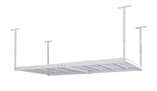 Adjustable Height Overhead Ceiling Mount Garage Rack in White (42 in. H x 96 in. W x 48 in. D)