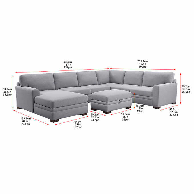 Thomasville Langdon Fabric Sectional with Storage Ottoman