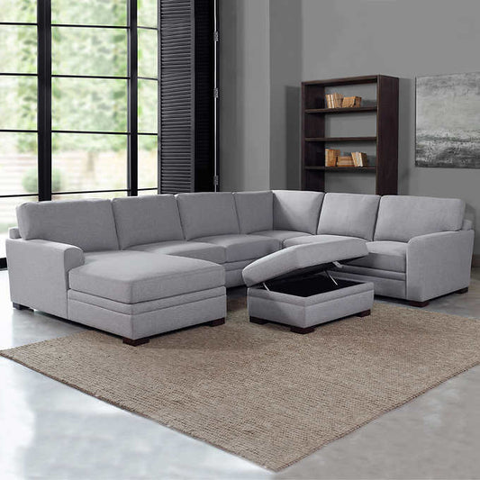 Thomasville Langdon Fabric Sectional with Storage Ottoman