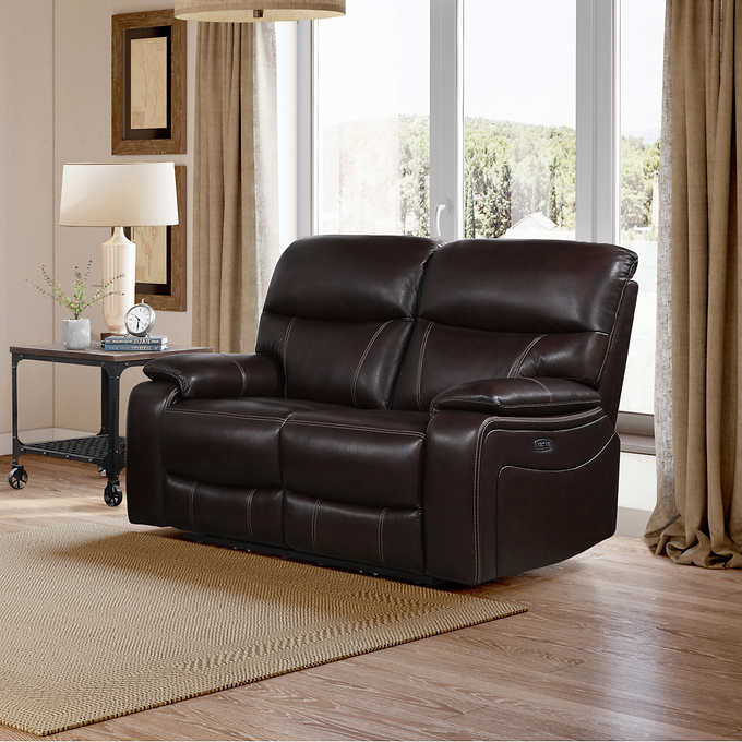 Fallon Leather Power Reclining Loveseat with Power Headrests