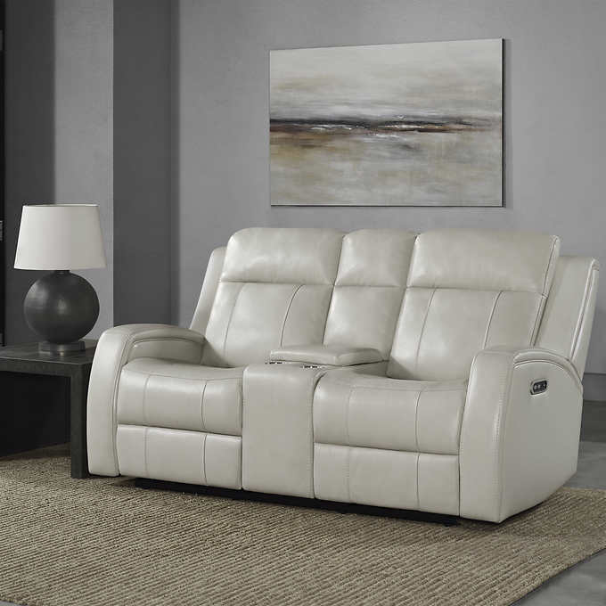Barcalounger Leather Power Reclining Loveseat with Power Headrests