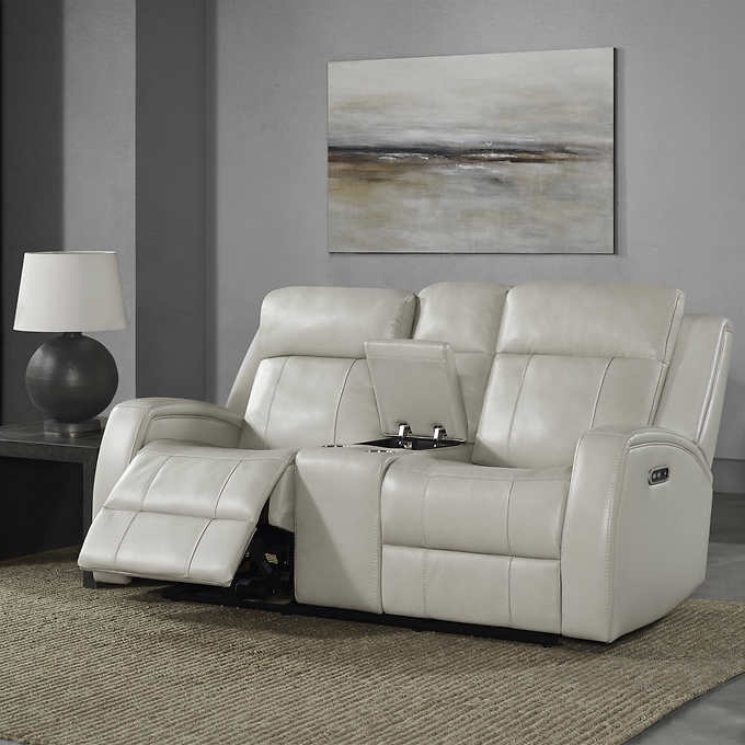 Barcalounger Leather Power Reclining Loveseat with Power Headrests