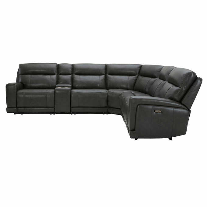 Lauretta 6-piece Leather Power Reclining Sectional with Power Headrests