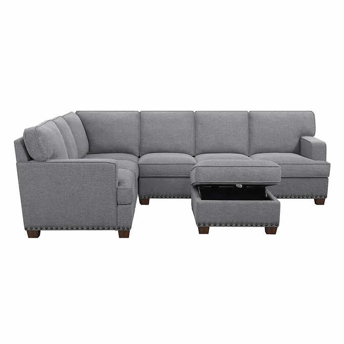 Thomasville Emilee Fabric Sectional with Storage Ottoman