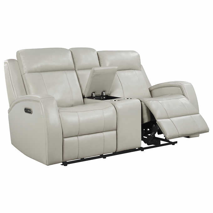 Barcalounger Leather Power Reclining Loveseat with Power Headrests