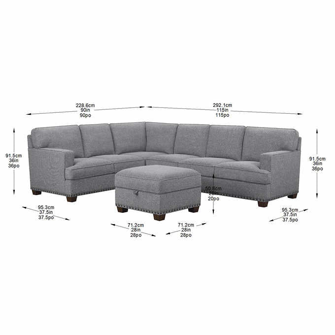 Thomasville Emilee Fabric Sectional with Storage Ottoman