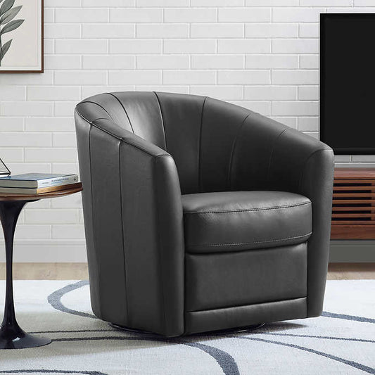 Natuzzigroup Cora Leather Swivel Chair