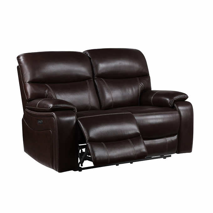 Fallon Leather Power Reclining Loveseat with Power Headrests