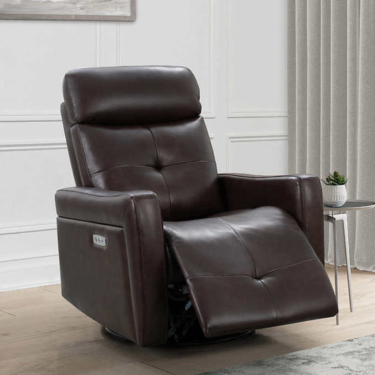 Rochester Leather Power Swivel Glider Recliner
