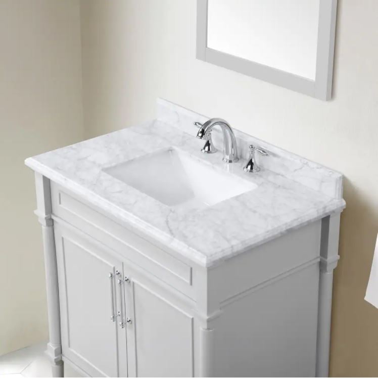 Aberdeen 36 in. W x 22 in. D Single Bath Vanity in Dove Grey with Carrara Marble Top with White Sink