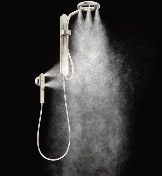 Nebia 1-Spray 8 in. Dual Shower Head and Handheld Shower Head with Magnetic Dock in Spot Resist Brushed Nickel