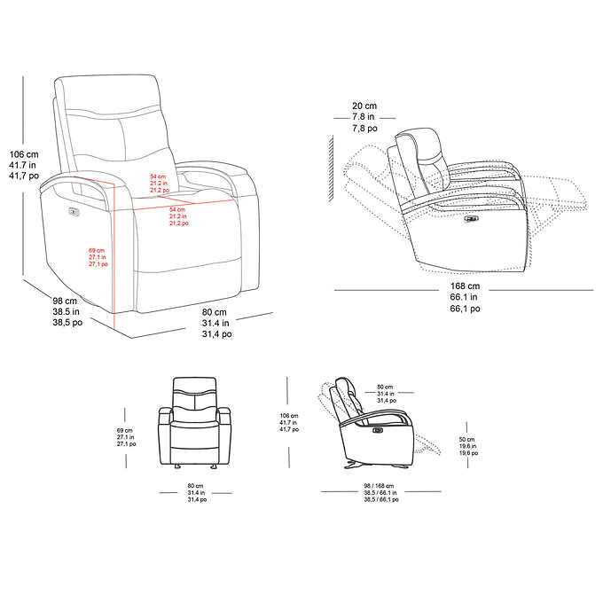Canmore Modern Zero Gravity Power Recliner with Power Headrest