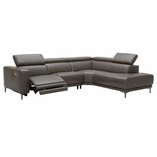 Redland Leather Power Reclining Sectional with Adjustable Headrests
