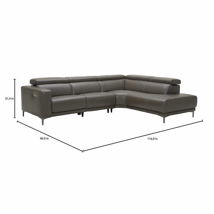 Redland Leather Power Reclining Sectional with Adjustable Headrests