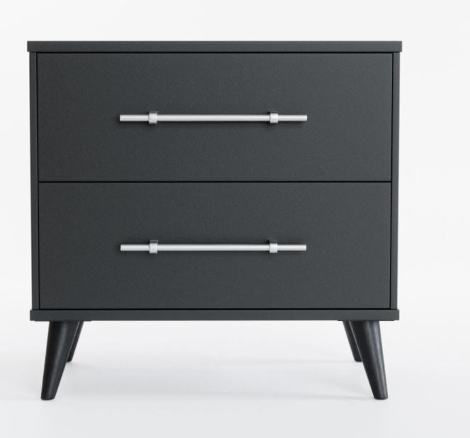 Emery 2-Drawer Black Nightstand