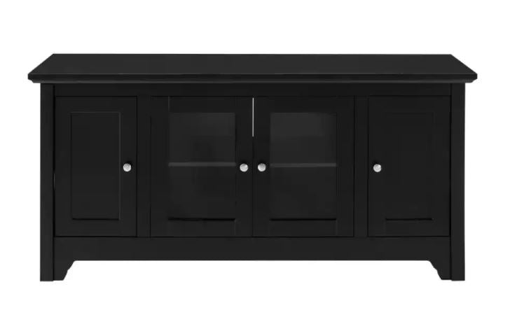 Carver 53 in. Matte Black Composite TV Stand 55 in. with Glass Doors